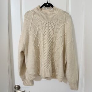 GAP Cream Cable Knit Turtleneck Sweater